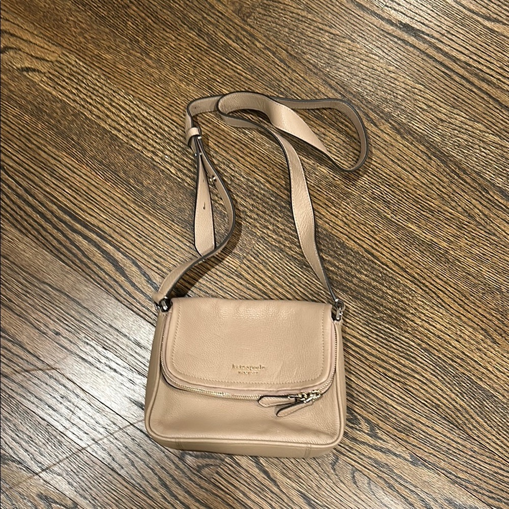 kate spade Run Around Flap Crossbody Purse Tan
